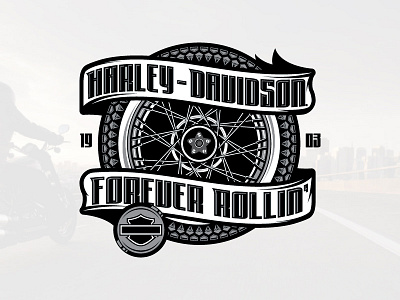 HD Forever Rollin badge bike design harley harley davidson hdmc illustration motorcycle tshirt wheel