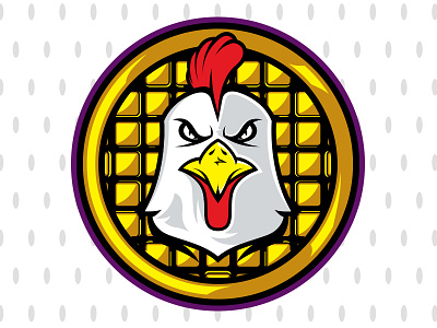 Chicken & Waffles badge blind chicken illustration logo mascot skateboards sports vector waffles