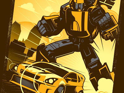 Autobots Rollout! art autobots bumblebee car design graphic illustration poster racing transformers vector