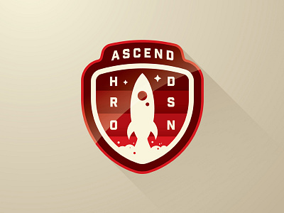 Ascend badge fly graphic icon logo rocket shield space