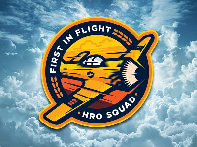 First in Flight aviation badge graphic hro design icon logo outdoors plane sky vector