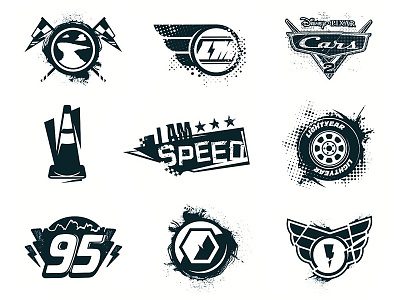 Cars 2 Badges animation badge cars disney icon lightning mcqueen logo pixar racing speed