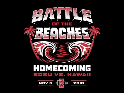 SDSU Homecoming 2016 aztecs badge beach botb california coast college graphic palm tree sdsu tee wave