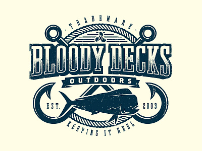 Bloody Decks Tee Graphic badge fishing graphic hook logo mahi nautical outdoors type typography