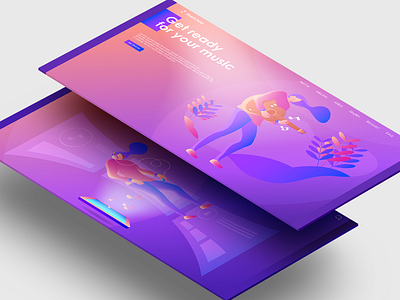 Music App landing page illustration app branding design flat gradient icon illustration illustrator isometric mobile music ui vector web website