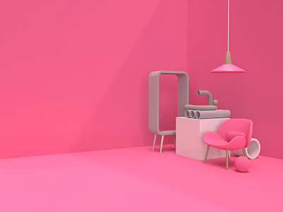 pink room 3d illustrations 3d model colour design dribbble minimal mood pink set design simple shapes textures the form