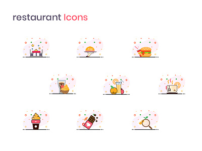 Restaurant icons for an iPhone App appicons flaticons foodapp icon icon artwork iconography iphon restaraunt