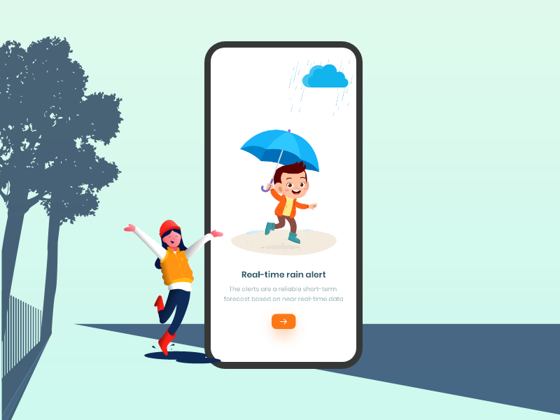 Real time rail alert uidesign ios splashpage design user experience design illustration rain weather app ux