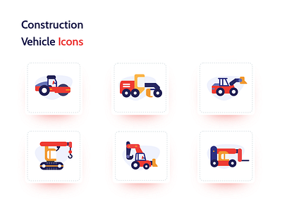 Construction Vehicle Icons colorful colors construction flat icon flatdesign icon icon design icon set iconography illustration sketch vector vehicle vehicle design