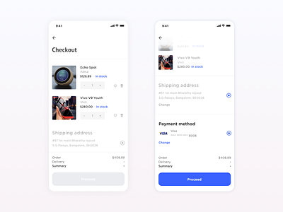 Mobile ecommerce concept checkout page. blue buying checkout colors concept design ecommerce free ios minimal minimalist mobile ui payment product sketch sketchapp user experience design user interaction