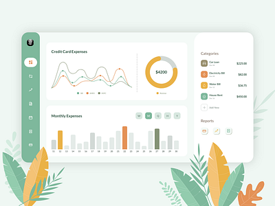 Money Management Dashboard Concept app cards chart colorful dashboad dashboard design dashboard ui design expenses expenses dashboard finance financial illustration minimal minimalism monthly graph retro vintage vintage design website