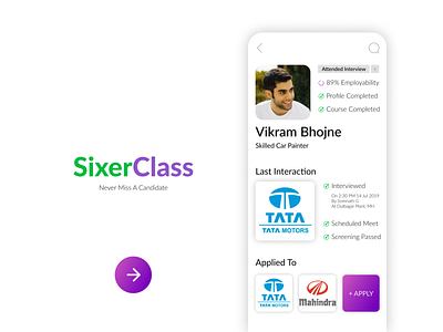 SixerClass Mobile App app brand candidate design figma figmadesign hiring mobile throwback ui