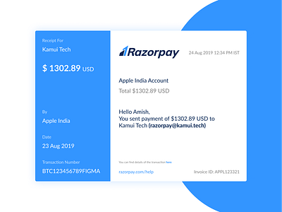 Razorpay Email Receipt brand design email figma minimal minimalism payment razorpay