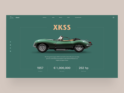 Juguar Classic Xkss car concept design juguar ui web