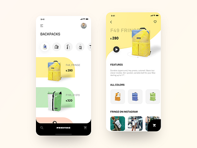 FREITAG Concept app concept ios packsack shopping ui ux