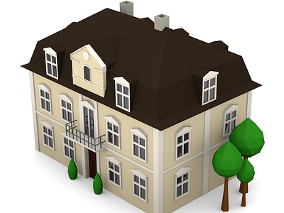 Classic house 3d blender house low poly lowly model swiss