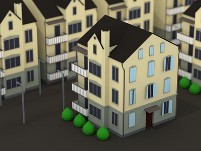 German Housing 3d blender depth of field german germany house housing model town