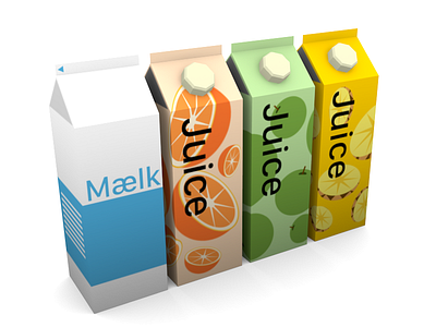 Milk & juice boxes 3d blender drinks juice milk model pixelmator shopping wares