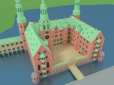Frederiksborg Slot 3d blender building castle denmark lowpoly model palace royal
