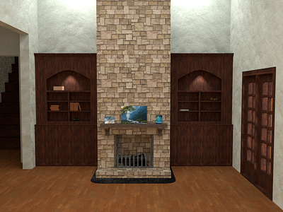 Living room with fireplace