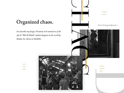 Organized Chaos design landing website whitespace