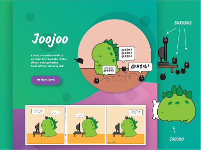 Landing for Joojoo comic dinosaur joojoo landing website