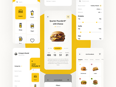Fast Food - Nutrition App app app design burgers concept design fastfood flat food food app mcdonald minimal ui ux