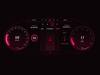 🚗 Sports Car HMI - Honda Civic Type R Dashboard 3d animation app car dashboard design hmi lights model speed speedometer sport sports car ui ux
