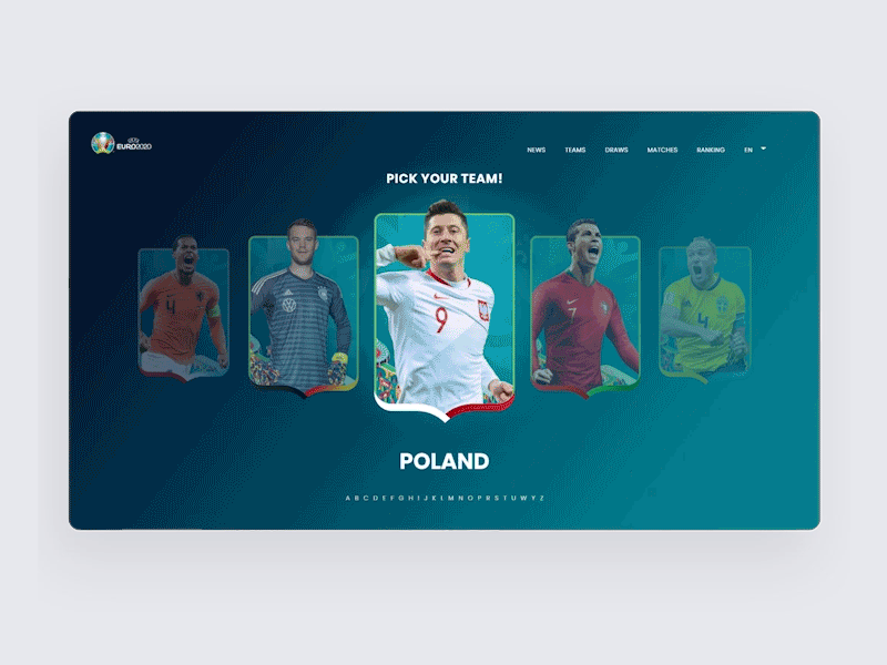UEFA EURO 2020 - Landing Page Concept animation concept design euro2020 football fotball app information landing page news ui uiux ux web website