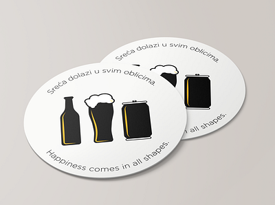 Happiness comes in all shapes animation beer branding coaster design illustration illustrator logo minimal mockup typography ui vector