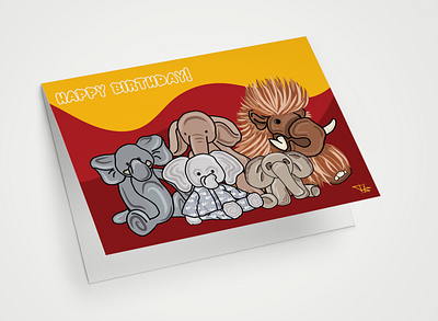 Birthday Card for kids animation birthday birthday card branding card design elephant illustration illustrator logo minimal typography ux vector