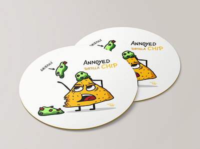 Annoyed Tortilla Chip animation branding coaster coaster design color concept design food illustration illustrator logo minimal typography ui vector