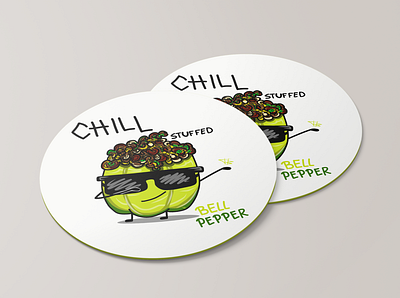 Chill Stuffed Bell Pepper animation branding chill clean coaster coaster design color design food illustration illustrator logo minimal typography ux vector