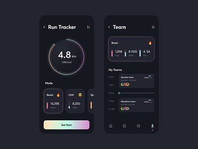 Run Tracker App 3d 3d art android app app design dark dark mode dark theme figma ui ux