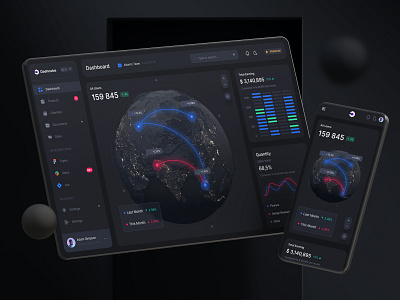 Crypter - Dashboard UI Kit 📈 3d app app design dark dark theme design ui ui8 ux wireframe