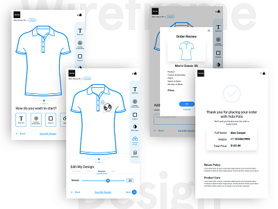 Wireframe design for the kiosk custom embroidery system app design embroidery kiosk ux ux design