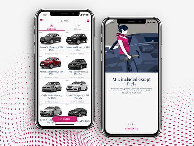 Dribe app - rental car subscription service (Denmark) app automobile branding design illustration minimal ui ux visual design