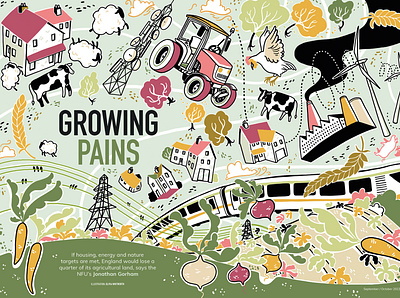 The Planner - Growing Pains agriculture color commentary drawing editorial editorial illustration editorialillustration energy fresco illustration illustrator infrastructure