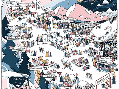 Wonderland Map alpine boarding cartgraphy illustrated map illustration illustrator map mountains ski map skiiing snow snowboarding