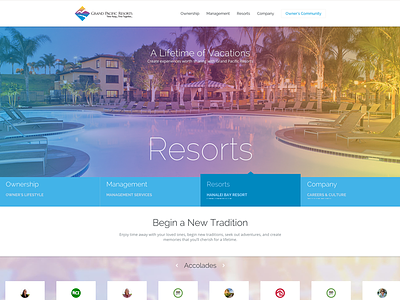 Grand Pacific Resorts redesign design elevator grand pacific resort resorts travel web
