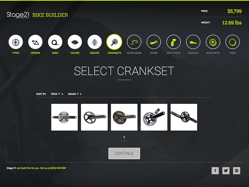 Bike Builder web bike bicycle builder elevator steps progress video paging pagination variables