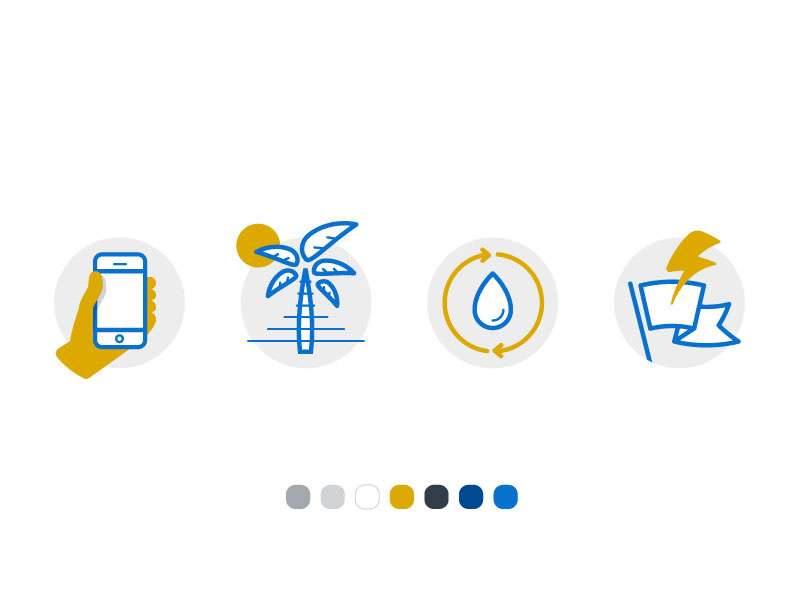 Duotone Spot Illustrations illustrations phone palm tree water bolt flag spot