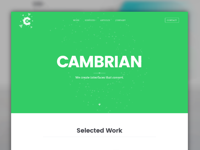 Cambrian Home homepage home site agency made with invision
