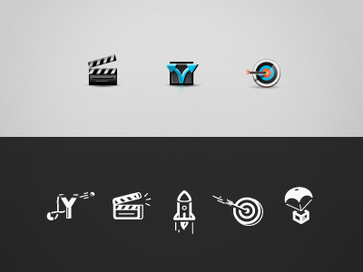 Icons direction? bullseye direction drop icon icons launch marketing parachute rocket set slingshot video