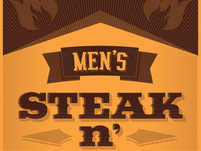 Steak N Study 24 x 36 banner bbq brown fire poster steak texture type vahika yellow