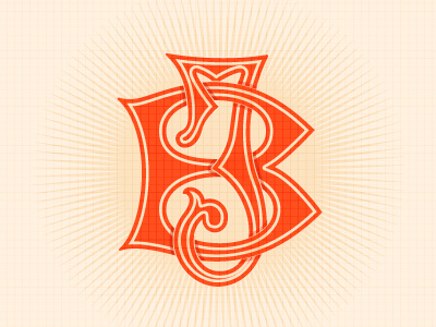 JB-5000 initials monogram orange tan type