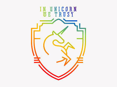 In Unicorn We Trust heraldry rainbow unicorn