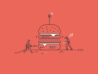 Pixine | Connectes & Gourmands burger connected illustration