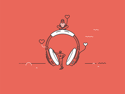 Pixine | À l'écoute & Attentionnés headphone illustration love