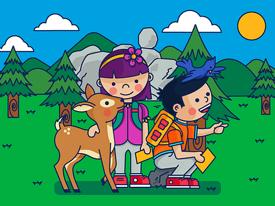 forest explorers illustration vector